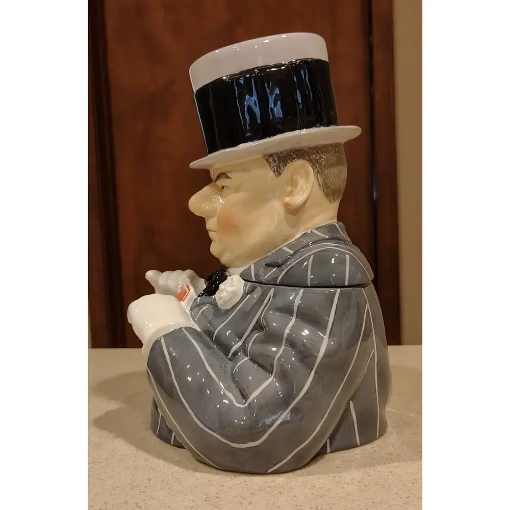 Vintage 1999 Clay Art W.C. Fields Playing Cards Cookie Jar New In Box #8858